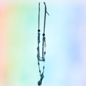 Blue layered beaded long necklace, New in package